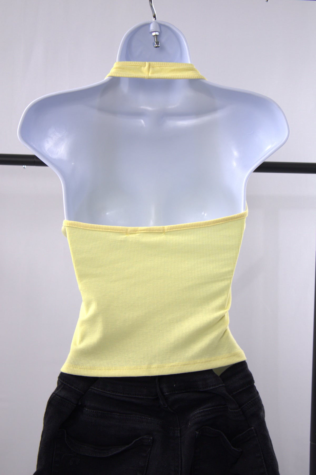 Yellow Halter Top with Built in Bra