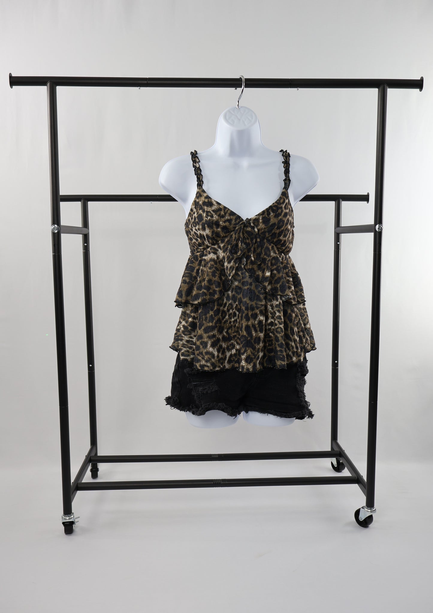Leopard Ruffle Bow Tie Cami Top