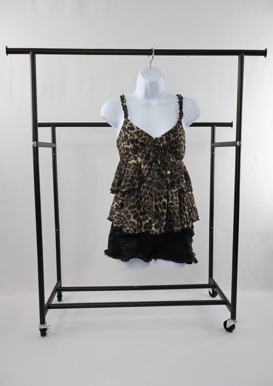 Leopard Ruffle Bow Tie Cami Top