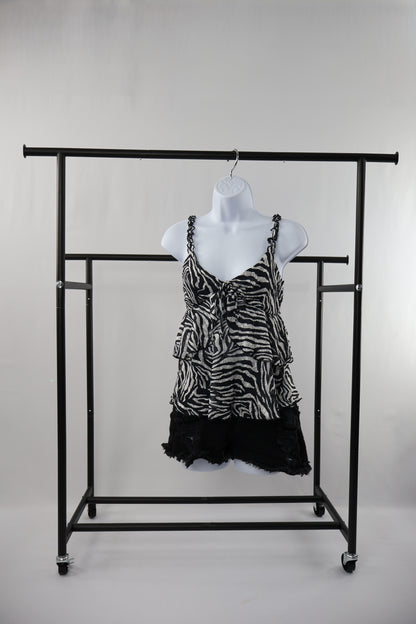 Zebra Ruffle Bow Tie Cami Top