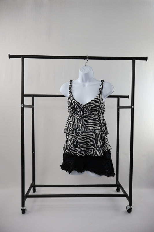 Zebra Ruffle Bow Tie Cami Top
