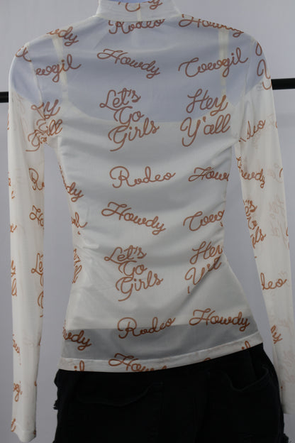 Howdy Yall & Let's go Girls! Long Sleeve Mesh Top