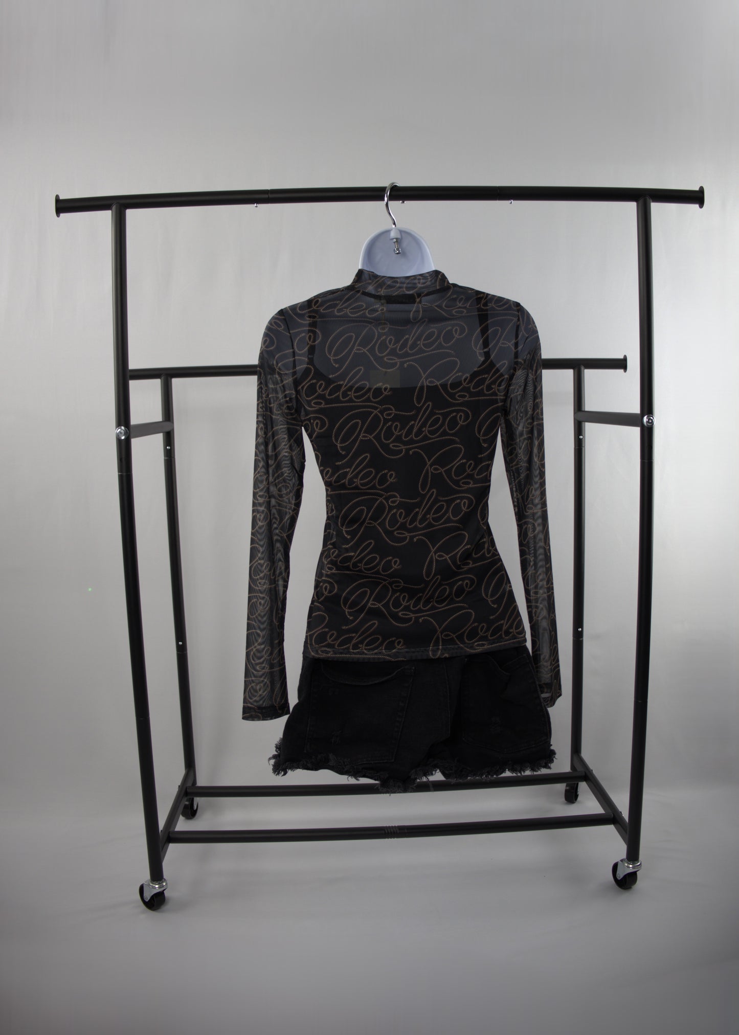 Rodeo Print Long Sleeve Mesh Top